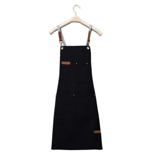 牛仔帆布围裙印字奶茶餐饮厨房前厅服务员工作服围裙定制刺绣logo