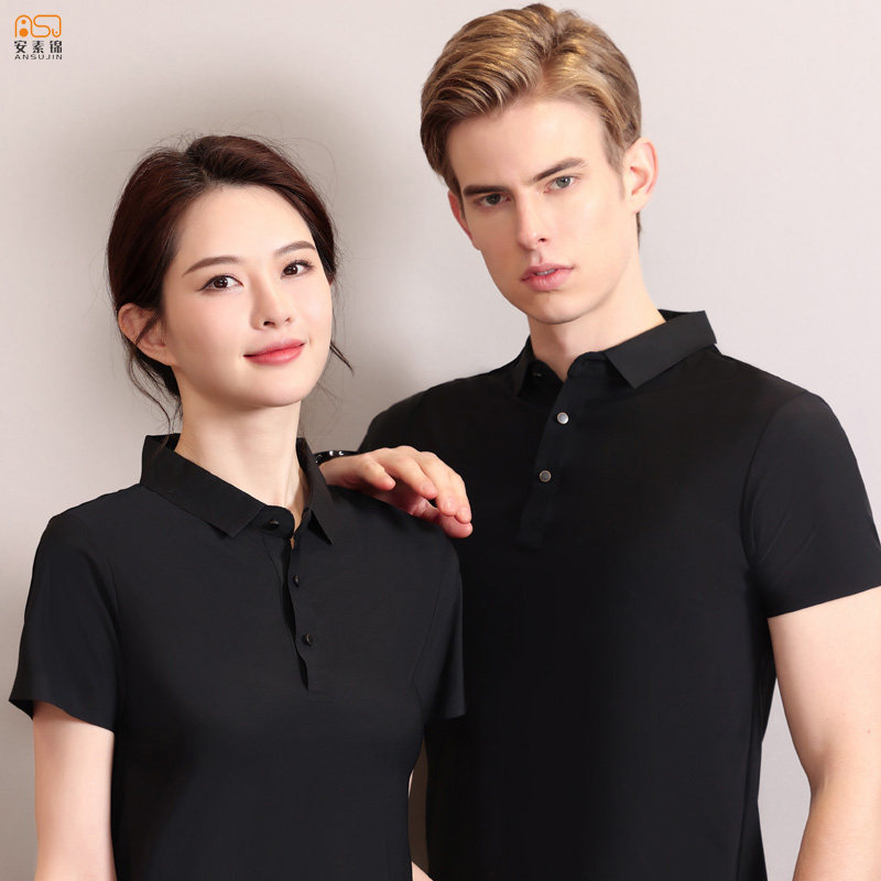 纯色POLO衫女短袖定制工作服T恤翻领锦纶运动休闲T恤夏季工衣印字