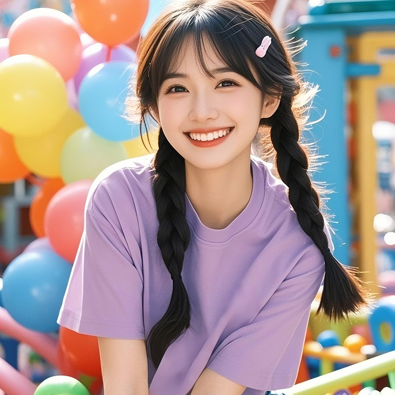 纯棉多巴胺糖果彩色T恤夏季