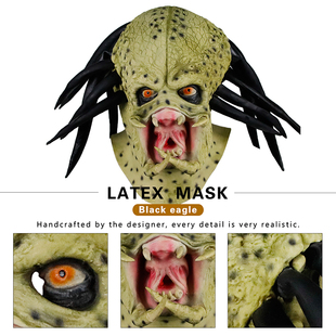 铁血战士乳胶面具恐怖头套COS派对装扮舞会演出表演外星人道具