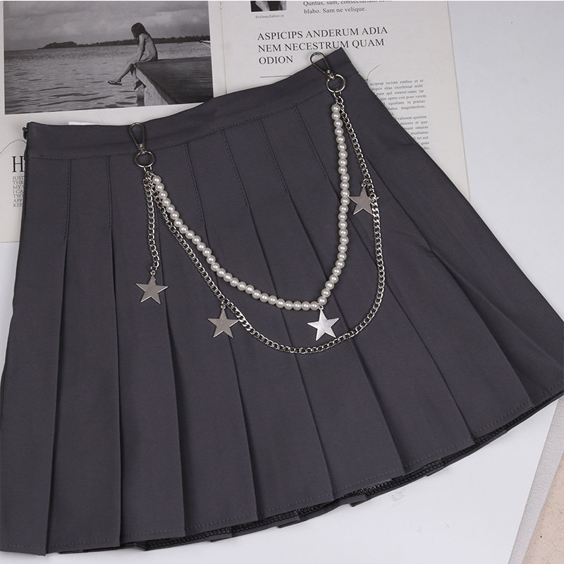 ins个性原创珍珠女裤链星星蝴蝶jk裙链嘻哈百搭辣妹小众高阶潮流