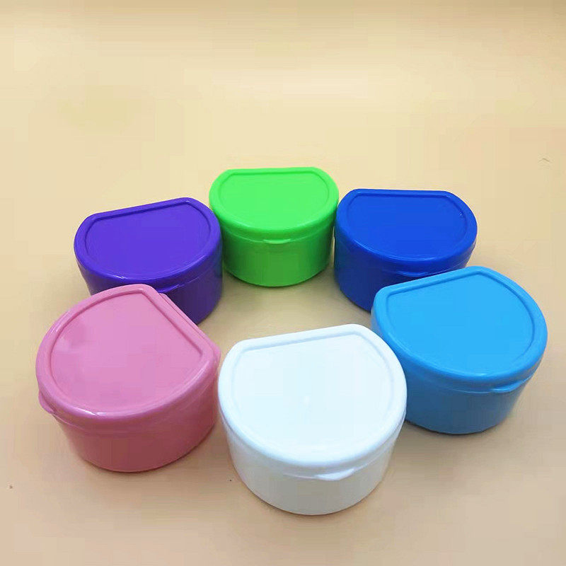 牙科假牙盒子d型带过滤网清洗全口牙套便携牙齿矫正器盒免费印字