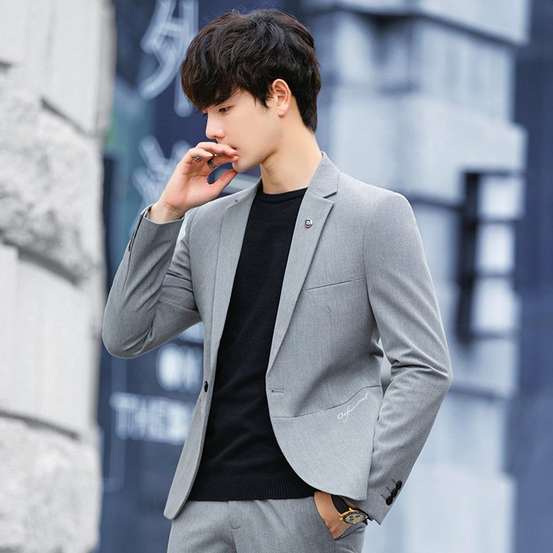 男士休闲西服外套修身韩版潮流小西装套装结婚新郎高级感上衣单件