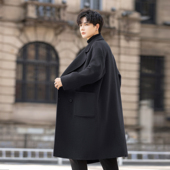 高端男士 潮 加厚高级感韩版 双面绒大衣中长款 过膝羊毛呢子外套秋季