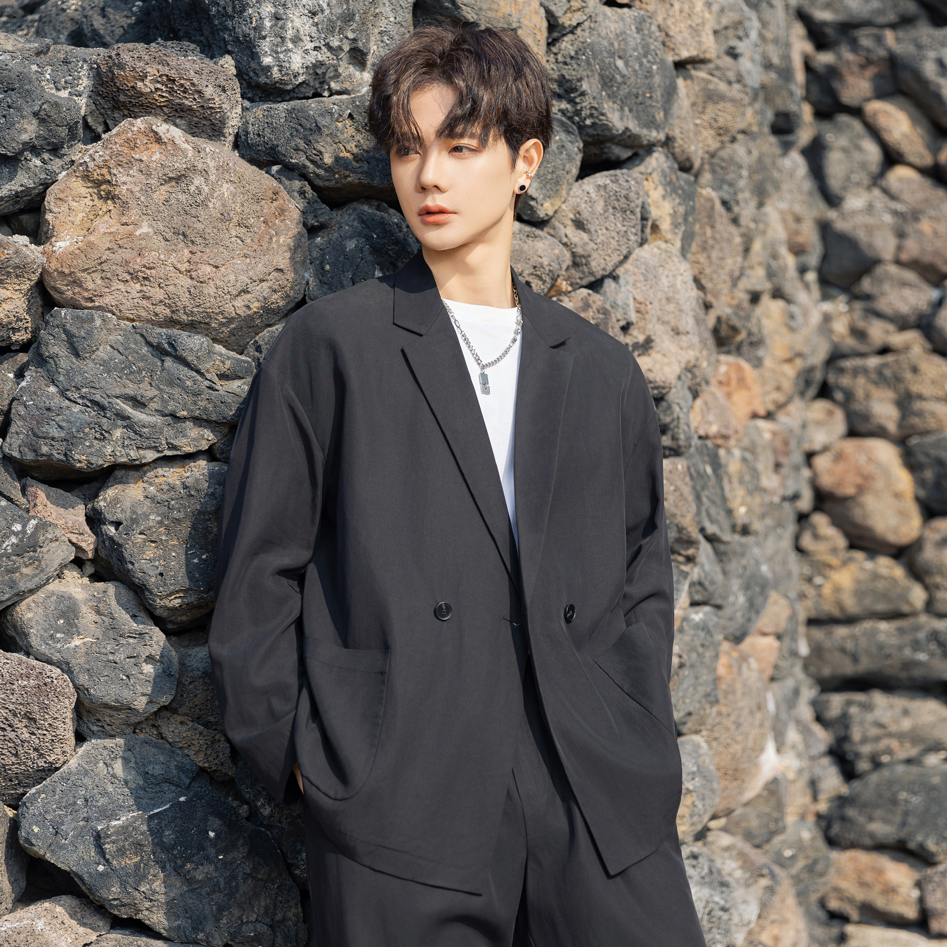 天丝亚麻棉休闲西装外套男士小西服套装26新款宽松百搭春夏季薄款