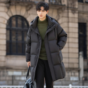 青少年高充绒量连帽男士羽绒服中长款25新款冬季加厚保暖外套防寒