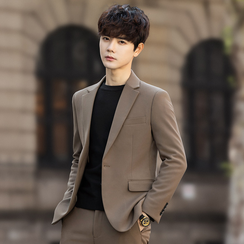 男士西服套装春秋季修身痞帅休闲小西装外套上衣韩版潮流商务正装