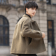 新款 2025秋冬季 高级感翻领上衣潮 羊毛呢子外套短款 双面绒夹克男士