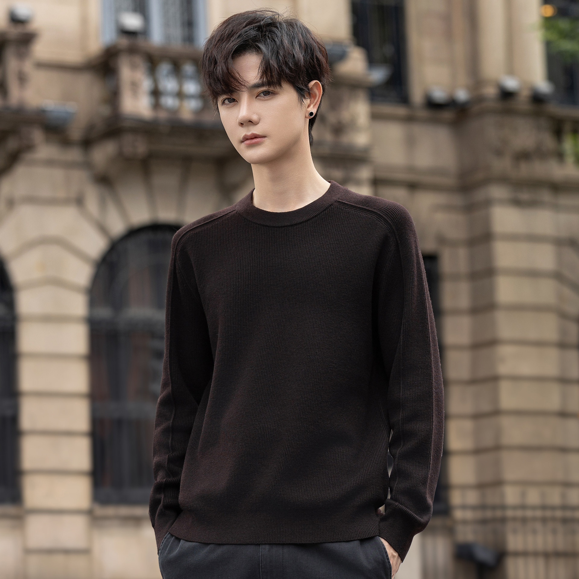 圆领毛衣男士针织衫2025新款内搭高端外穿羊毛低领打底衫秋冬季厚,男装,针织衫/毛衣,淘宝优惠券,粉丝福利购,淘宝优惠卷