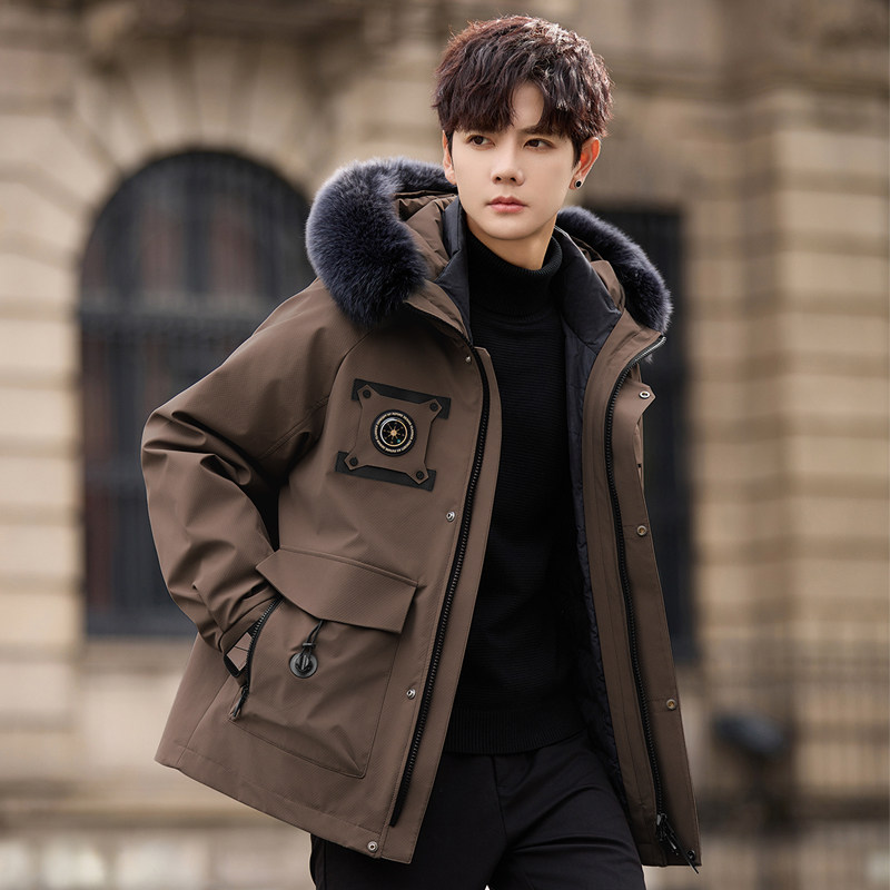 海宁男士派克服水貂毛内胆皮毛一体外套中长款短皮草冬季2025新款