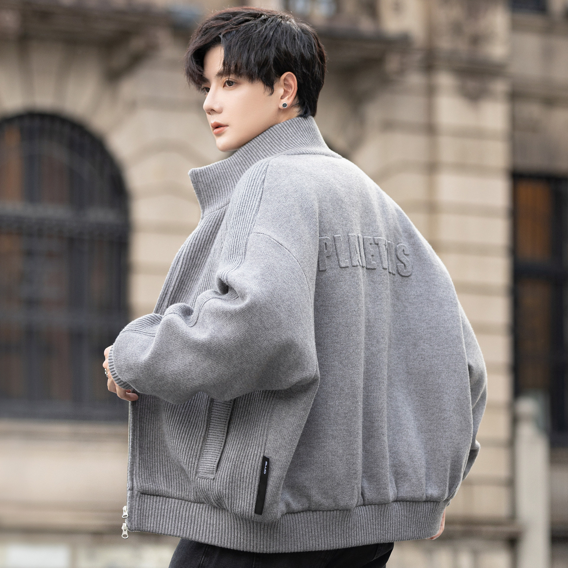 立领羽绒服男士2025新款保暖夹克外套轻薄针织开衫青少年学生加厚