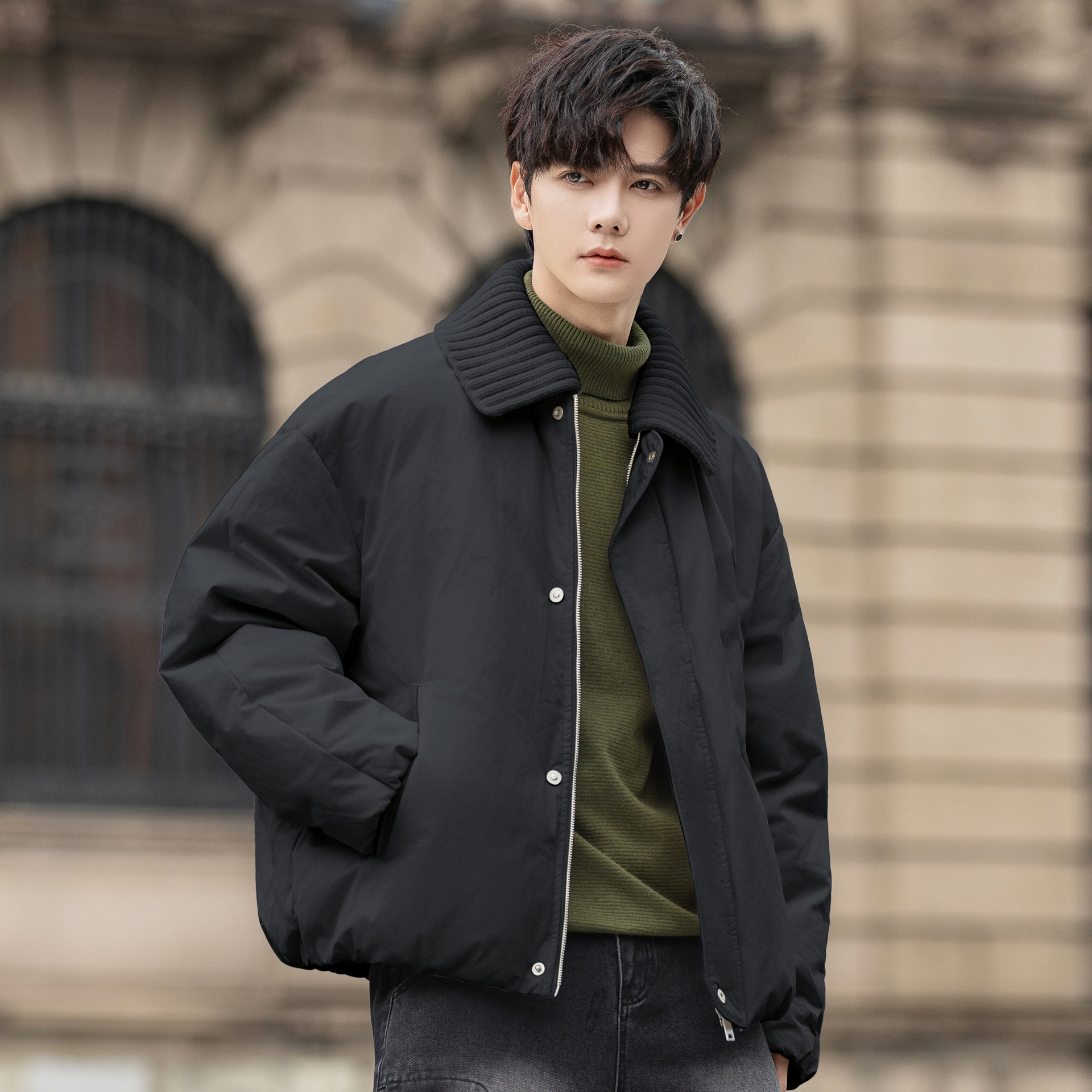 轻薄羽绒服男士2025新款秋冬季休闲翻领夹克外套短款保暖潮流加厚