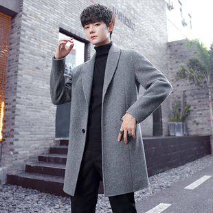 高端男士双面绒大衣中长款100纯羊毛呢子外套韩版妮风衣冬季加厚