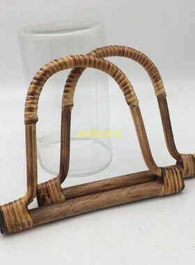 16cm纯手工编织藤衣架形提手 复古包包藤挽手 拼布包藤手挽 配件