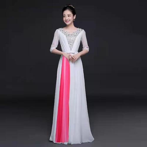 鲁克熊合唱团长裙主持人显瘦礼服