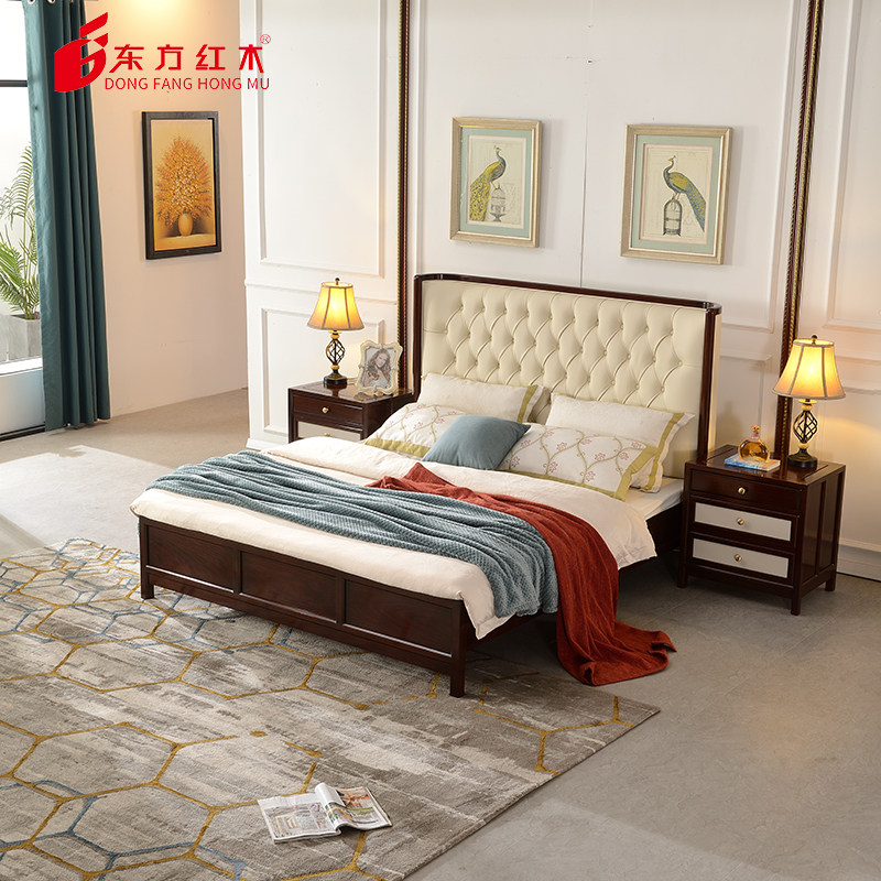 东方红木时尚轻奢大果紫檀179型红木床三件套,住宅家具,红木床,淘宝优惠券,粉丝福利购,淘宝优惠卷