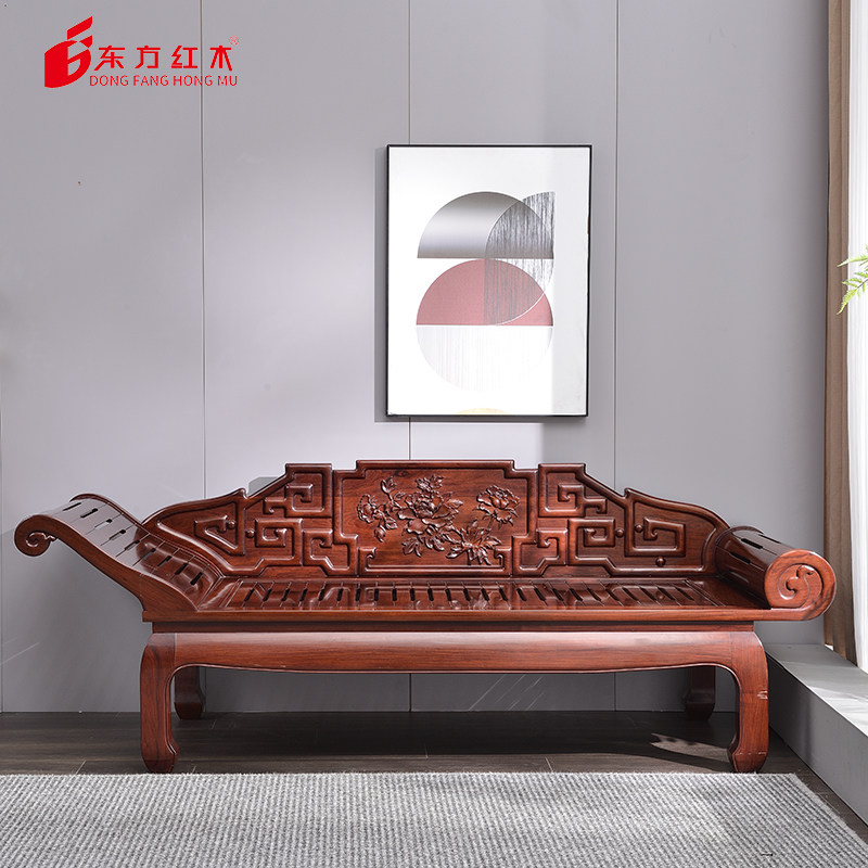 东方红木禅意现代时尚大果紫檀116型红木贵妃床