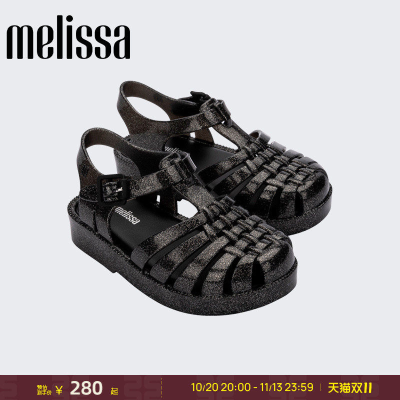 Melissa梅丽莎亲子系列平底休闲小童果冻罗马猪笼鞋女童凉鞋33522