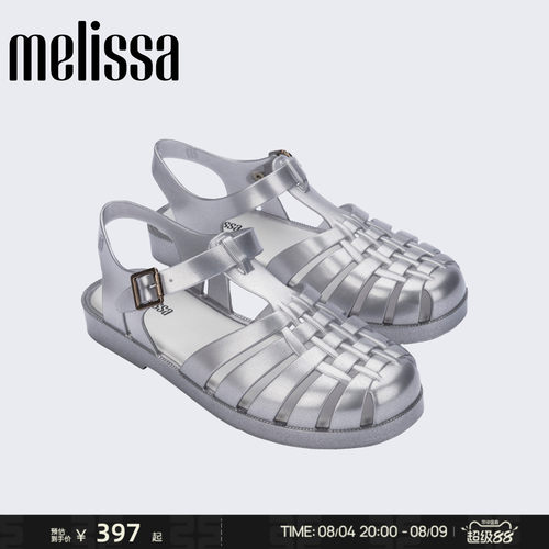 Melissa/梅丽莎26新款女士春夏季金属光泽日常通勤罗马鞋37684