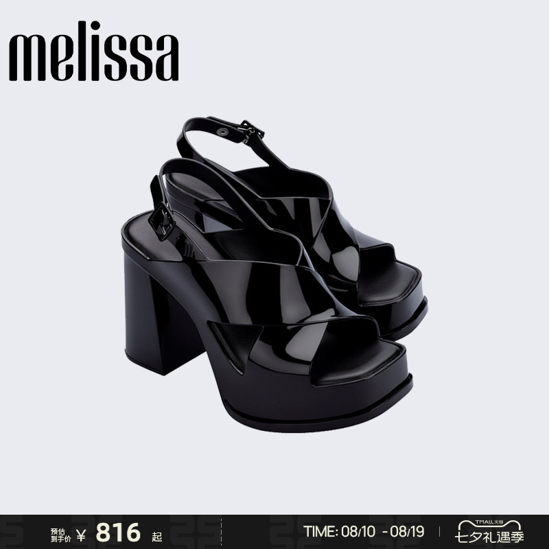 Melissa梅丽莎春季新款气质高跟鞋女夏季外穿果冻粗跟凉鞋35908