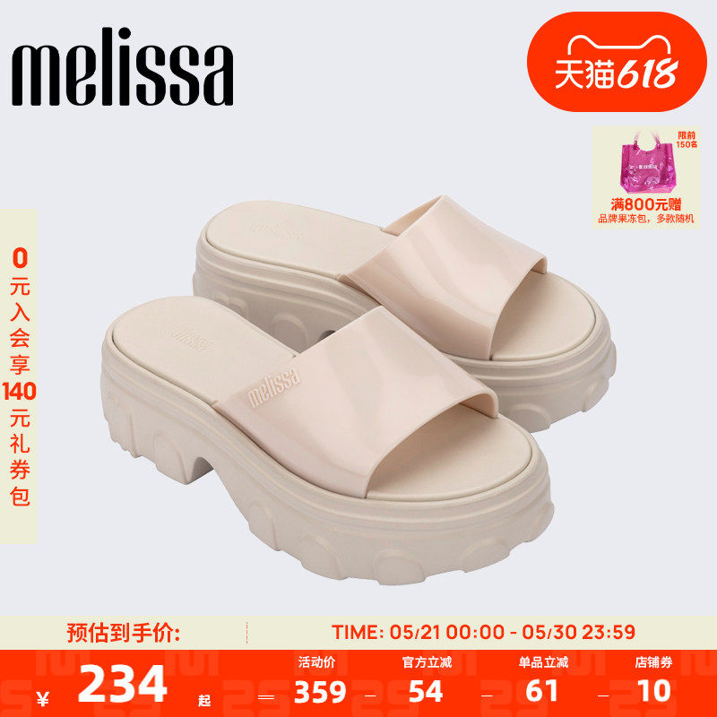 Melissa梅丽莎25款Ella高级感厚底拖鞋女夏外穿软底凉拖鞋35882