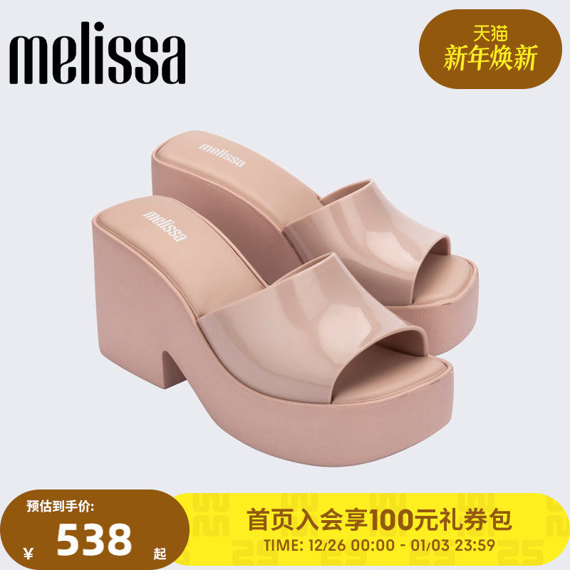 Melissa梅丽莎款POSH气质露趾拖鞋女夏外穿黑色厚底高跟凉鞋35702 - 封面