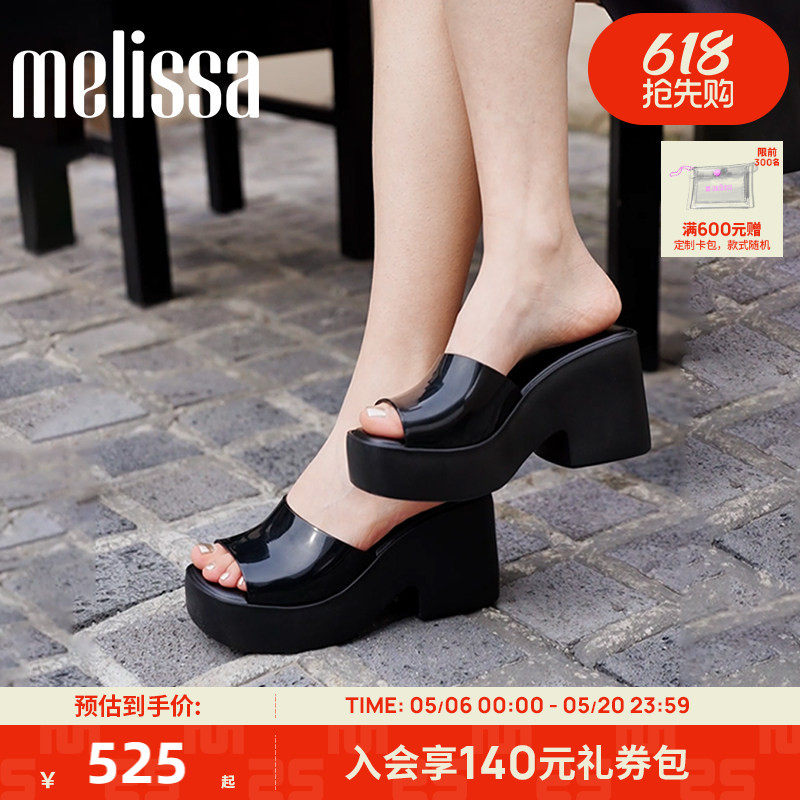 Melissa梅丽莎款POSH气质露趾拖鞋女夏外穿时尚厚底高跟凉鞋35702