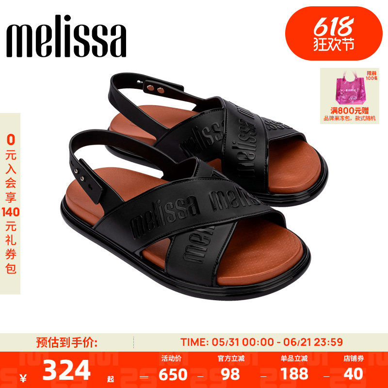 MelissaMELISSA/梅丽莎女时尚露趾果冻配色休闲外穿平底凉鞋35812