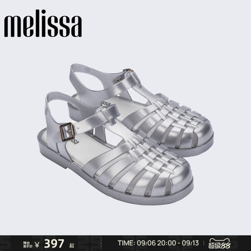 Melissa/梅丽莎26新款女士春夏季金属光泽日常通勤罗马鞋37684