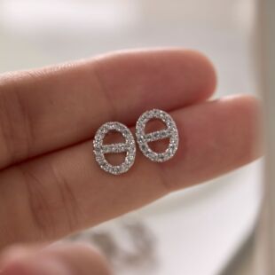 猪鼻子轻奢满钻微镶锆石耳钉精致通勤蚊香盘耳夹女无耳洞 超经典