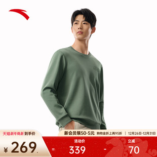 长袖 安踏加绒运动卫衣男装 圆领套头衫 新款 上衣152547709N 2025冬季