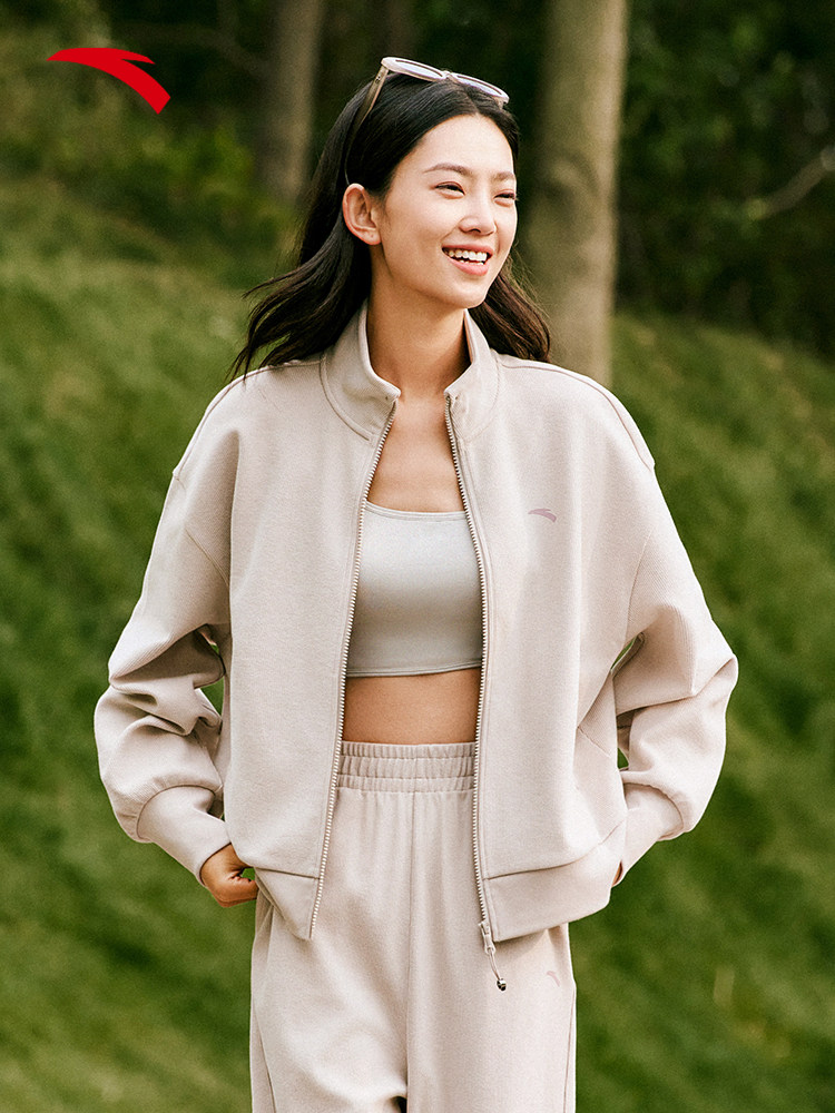 ANTA 워킹 재킷 여성 겨울 새 스타일 니트 긴팔 패션 다목적 스탠드 칼라 가디건을 위한 캐주얼 스포츠 탑