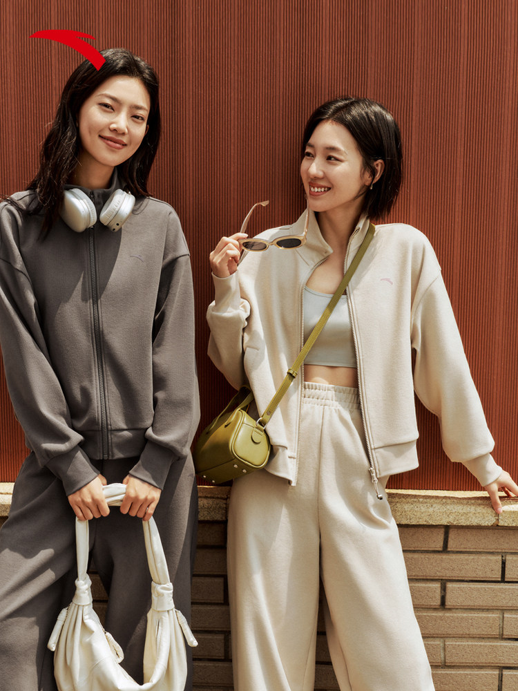 ANTA 워킹 재킷 여성 겨울 새 스타일 니트 긴팔 패션 다목적 스탠드 칼라 가디건을 위한 캐주얼 스포츠 탑