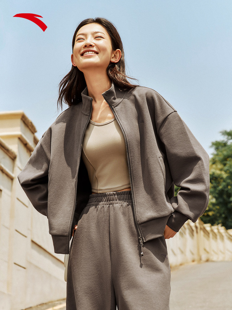 ANTA 워킹 재킷 여성 겨울 새 스타일 니트 긴팔 패션 다목적 스탠드 칼라 가디건을 위한 캐주얼 스포츠 탑