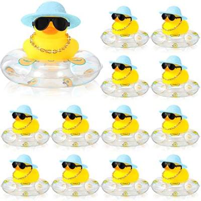 12 Sets Rubber Ducks for Dashboard of Car Yellow Duck Car Da