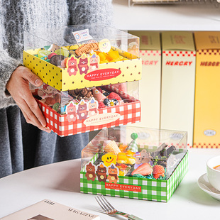 春游野餐盒外带打包盒4四宫格露营下午茶甜品盒子蛋糕包装盒