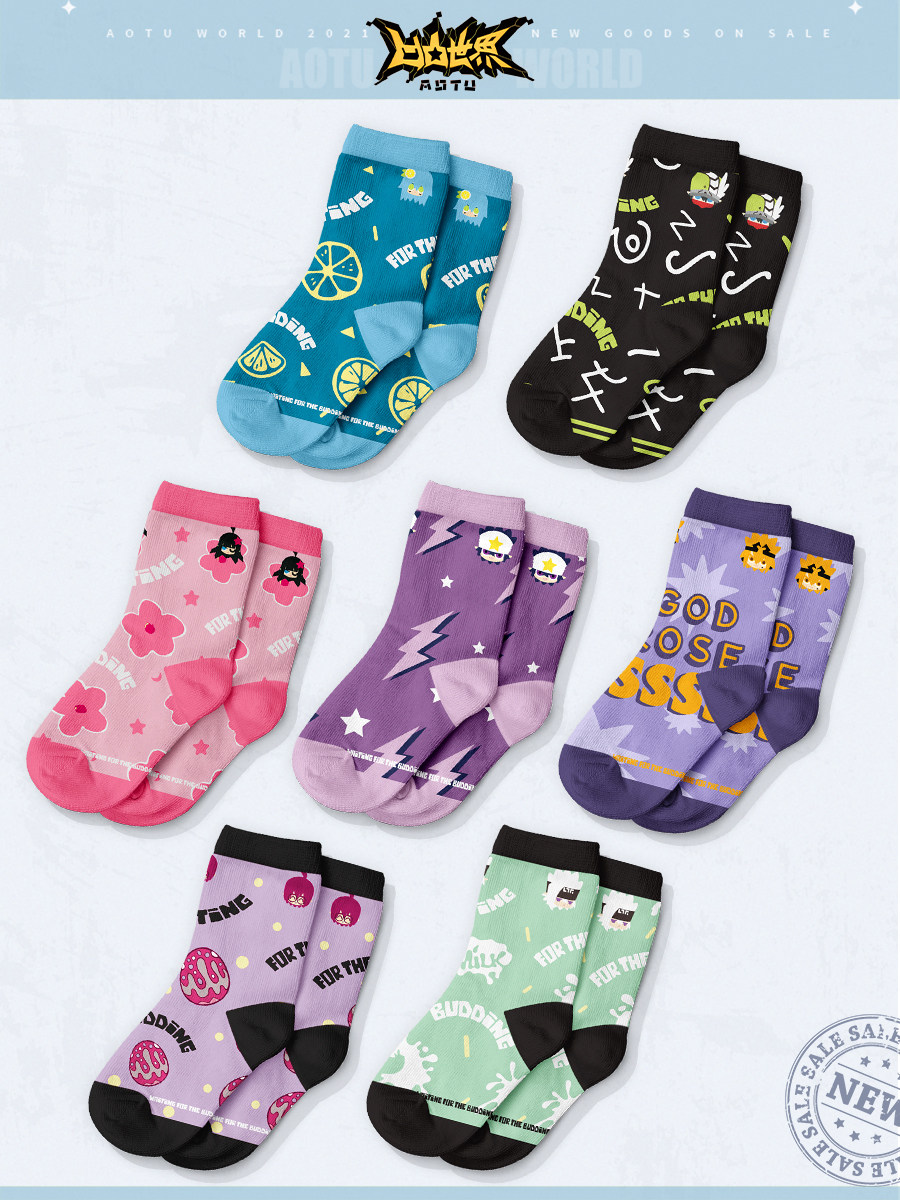 七创社 凹凸世界2021年秋季女印象款袜子彩色动漫卡通可爱中筒袜