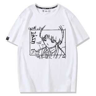 岩仓玲音lain周边T恤夏季男女同款二次元动漫风纯棉短袖衣服cos服