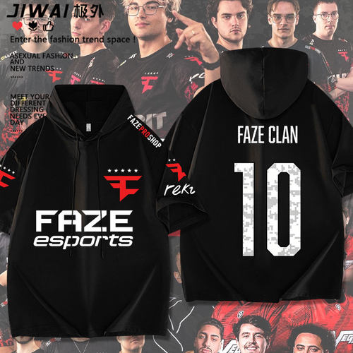 FaZe Esports队服风使命召唤周边游戏短袖T恤男女夏季连帽半袖