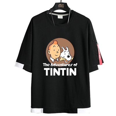 作者纪念丁丁历险记tintin丁丁的冒险动画周边短袖T恤衫男女半袖