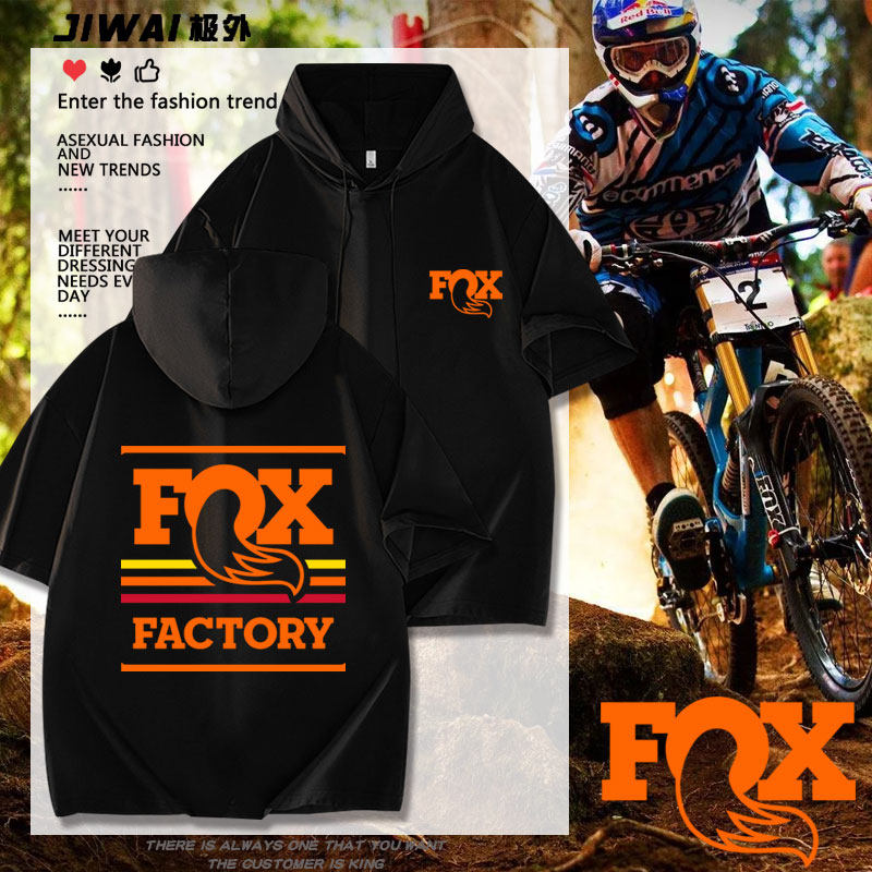 Fox越野摩托车山地自行车骑行服连帽短袖男女夏季休闲半袖T恤上衣