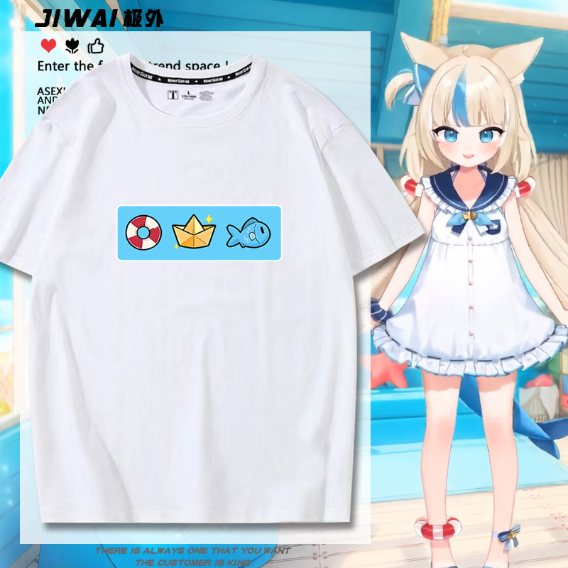 猫鲨Sameko Saba二次元VtuberCOS服周边纯棉短袖T恤古拉Gura衣服