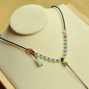 sz066天然A货翡翠原创设计纯手工编织百搭高档吊坠挂绳锁骨项链绳