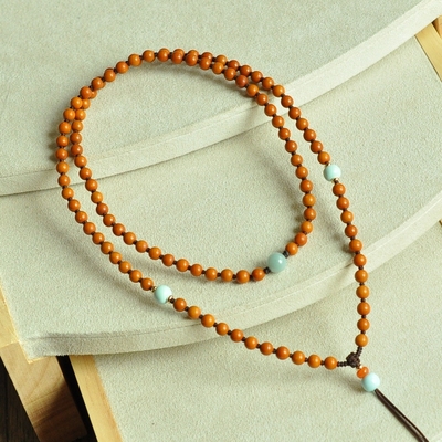 4mm精品橄榄核原矿绿松石项链