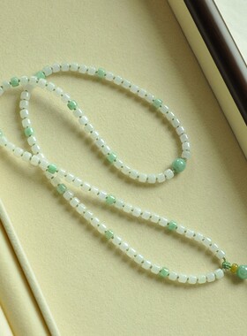 缅甸A货翡翠桶珠手工编项链挂绳