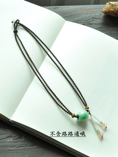 sz015青城原创新款纯手工编织大孔路路通横穿天珠吊坠挂绳锁骨款