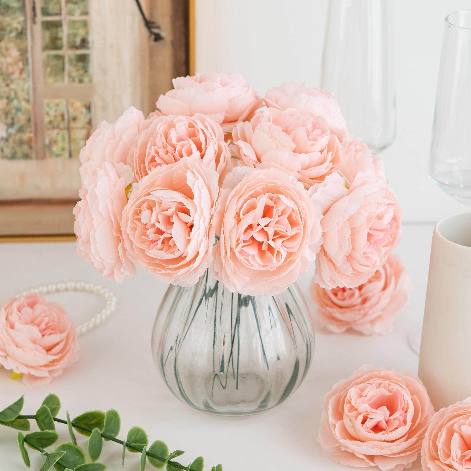 仿真洋牡丹花头 直径8cm包芯牡丹花朵批发 婚礼花材插花服装装饰