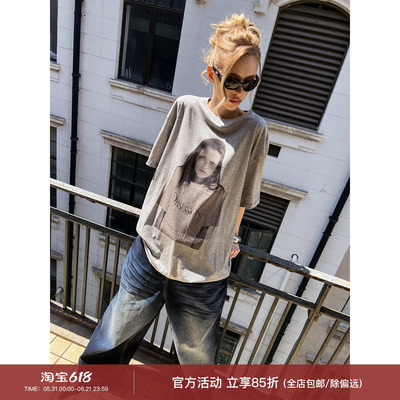 0122stepll灰色印花T恤