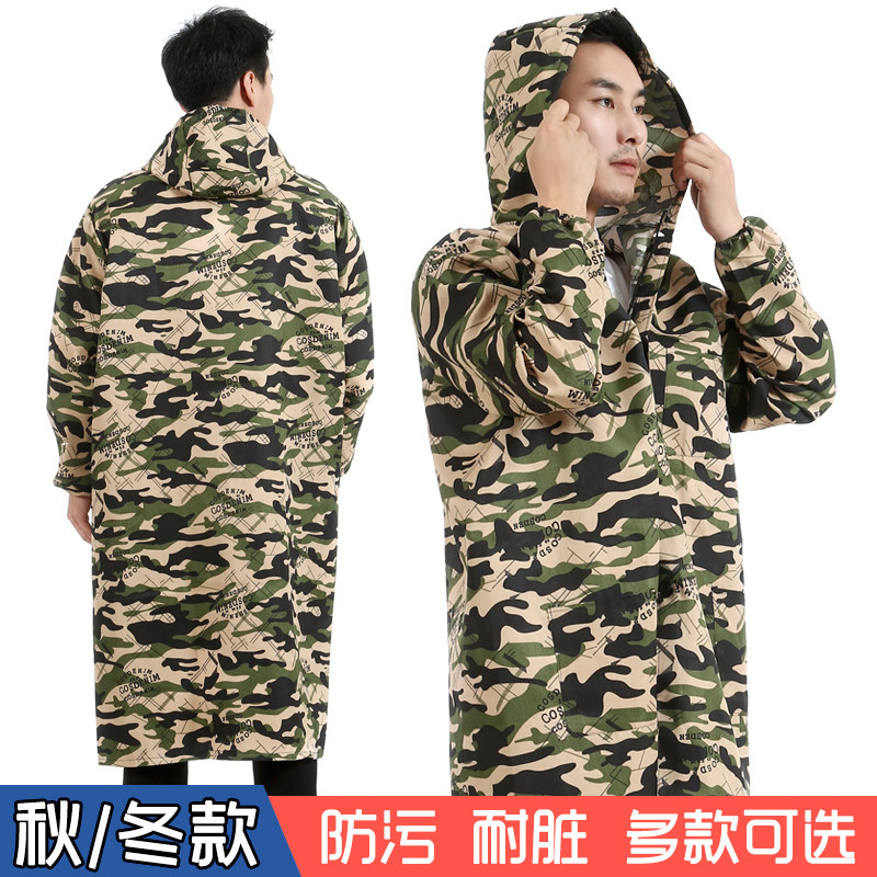 蓝大褂长款带帽大褂罩衣