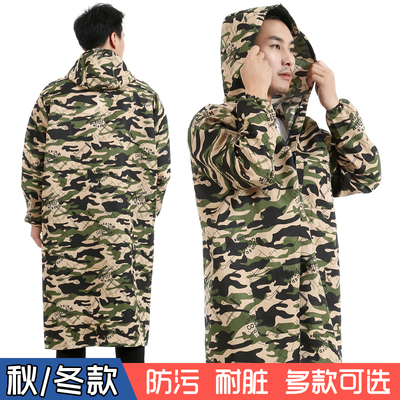 蓝大褂长款带帽大褂罩衣